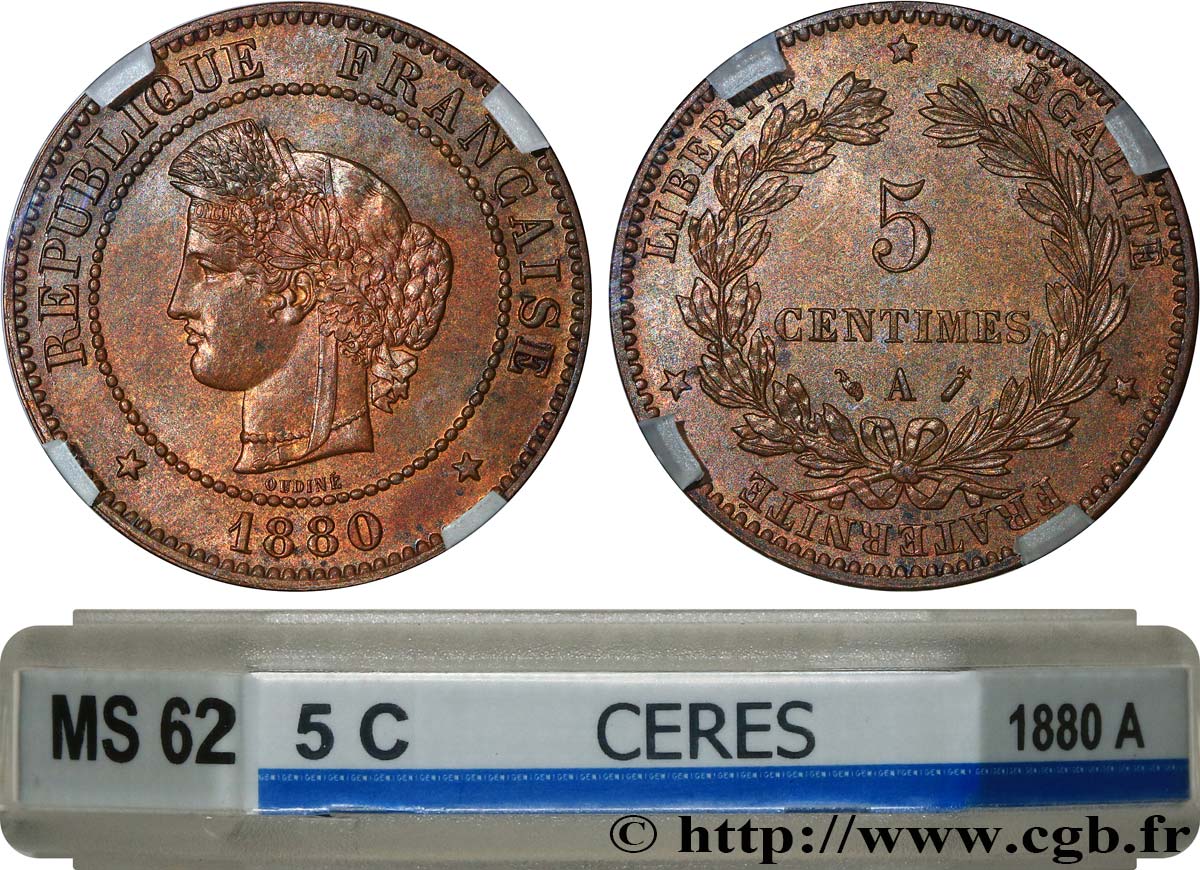 5 centimes Cérès 1880 Paris F.118/21 SPL62 GENI