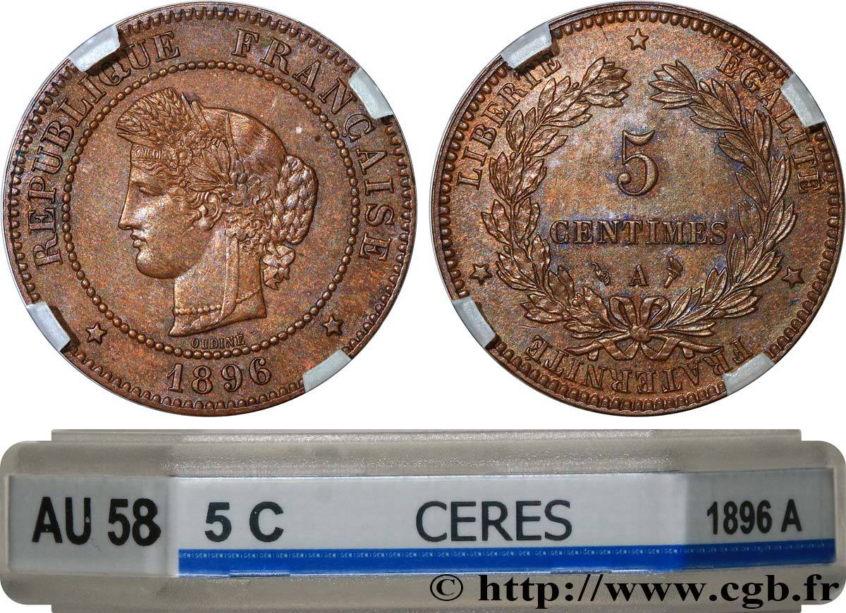 5 centimes Cérès 1896 Paris F.118/38 AU58 GENI