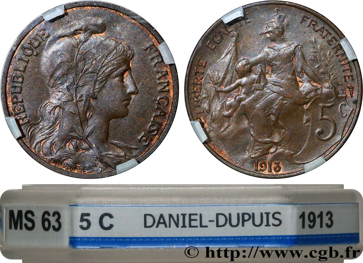 5 centimes Daniel-Dupuis 1913  F.119/25 SPL63 GENI