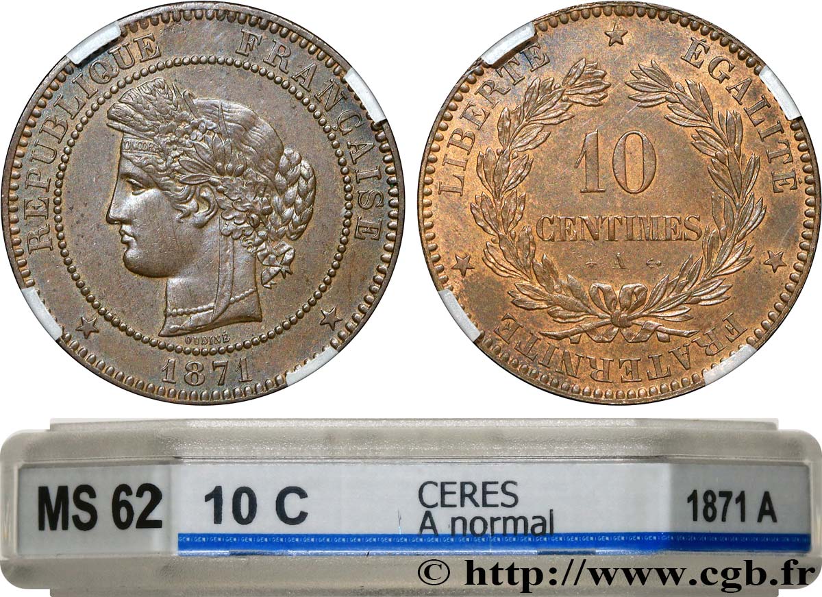10 centimes Cérès 1871 Paris F.135/5 EBC62 GENI