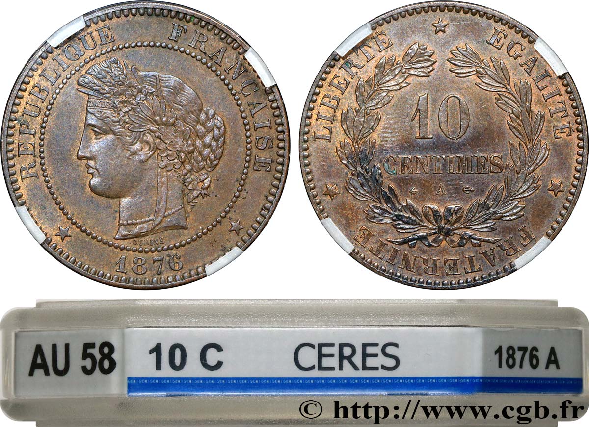 10 centimes Cérès 1876 Paris F.135/16 EBC58 GENI