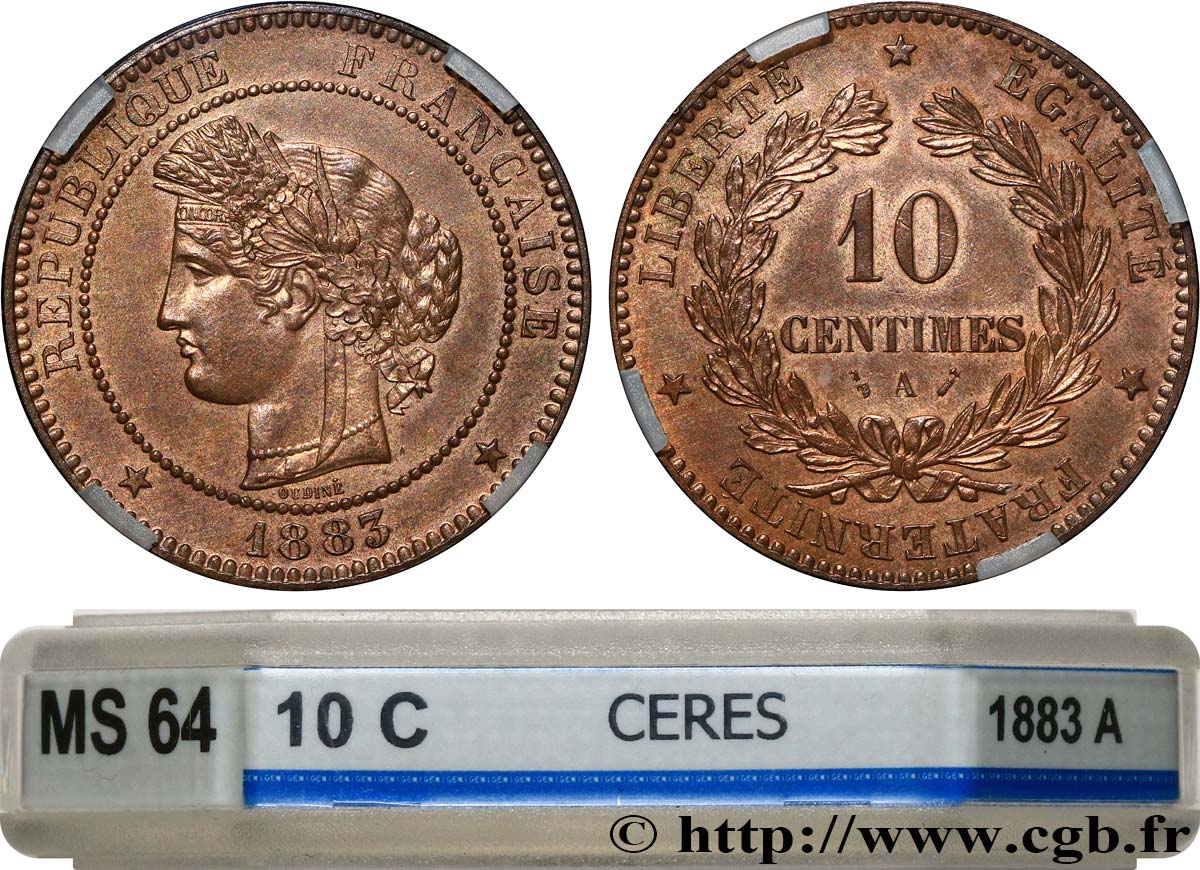 10 centimes Cérès 1883 Paris F.135/27 MS64 GENI