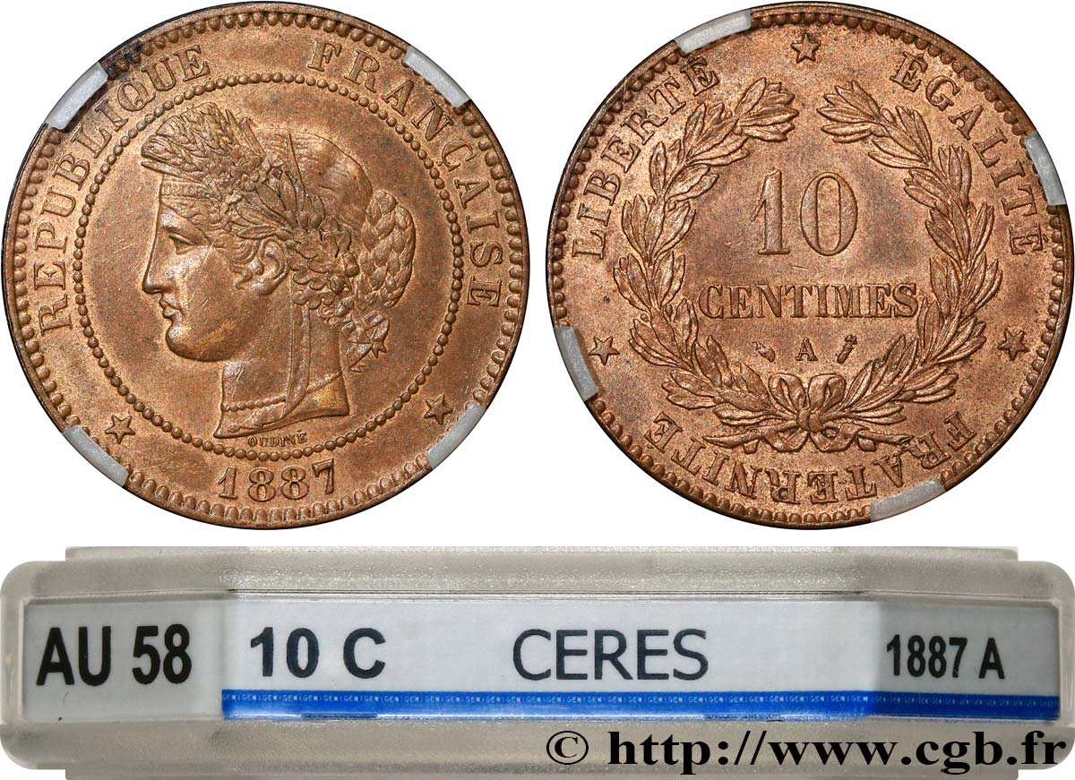 10 centimes Cérès 1887 Paris F.135/31 AU58 GENI