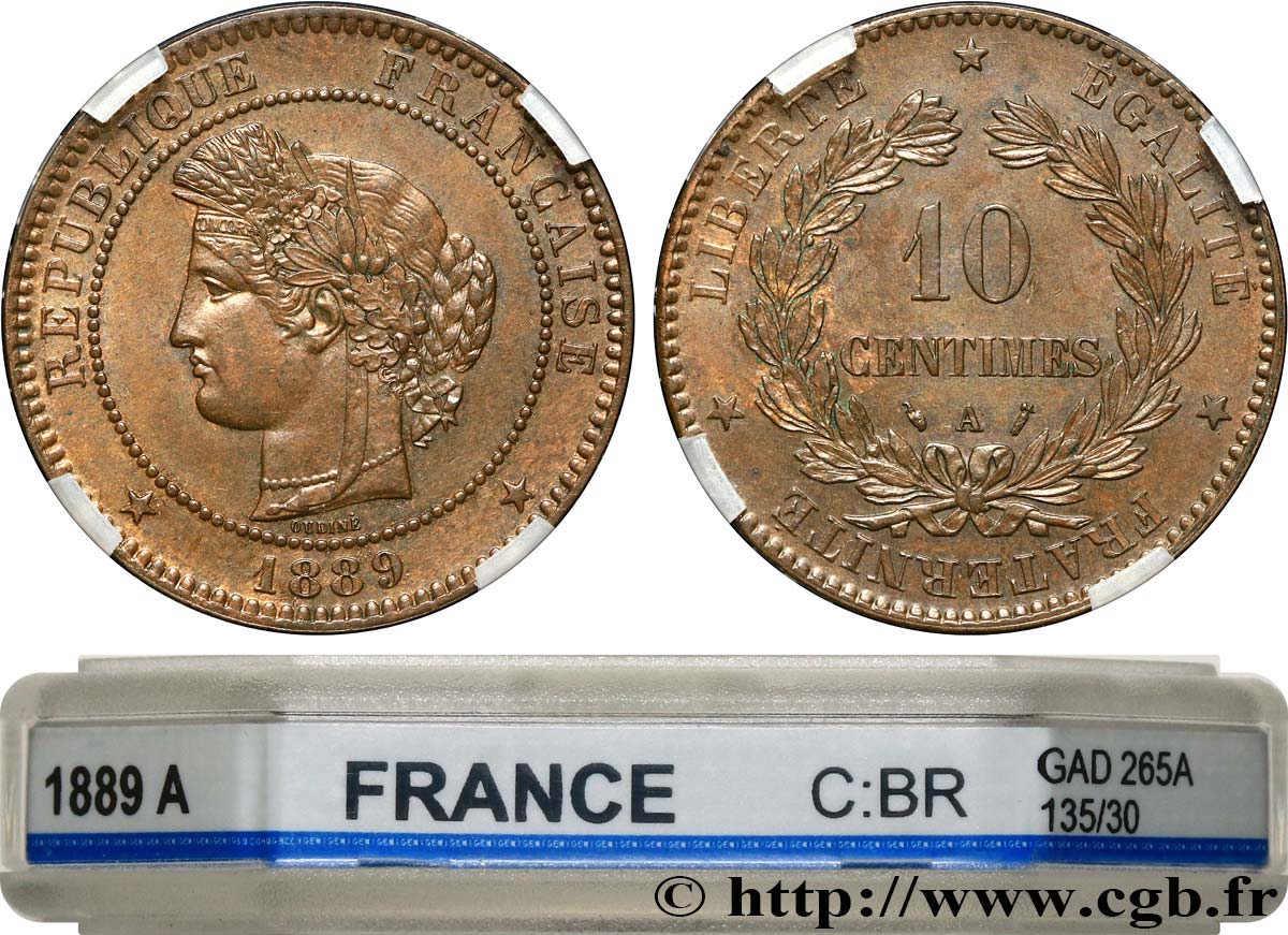 10 centimes Cérès 1889 Paris F.135/34 EBC58 GENI