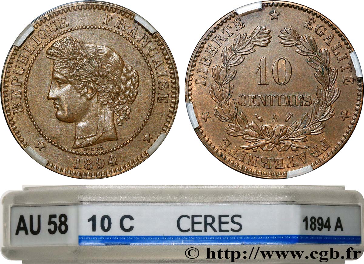 10 centimes Cérès 1894 Paris F.135/39 SUP58 GENI