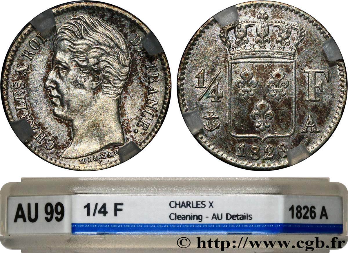 1/4 franc Charles X 1826 Paris F.164/2 TTB+ GENI