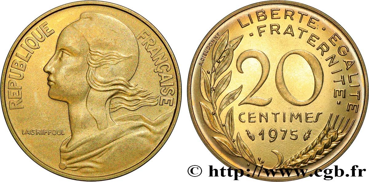 20 centimes Marianne 1975 Pessac F.156/15 SPL 