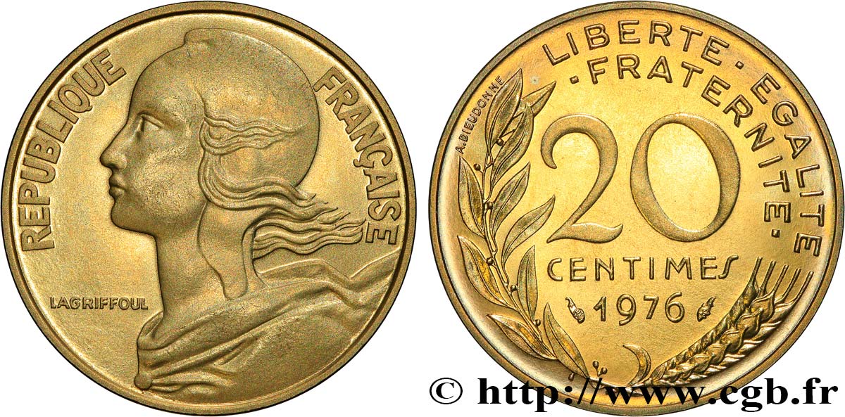 20 centimes Marianne 1976 Pessac F.156/16 MS 