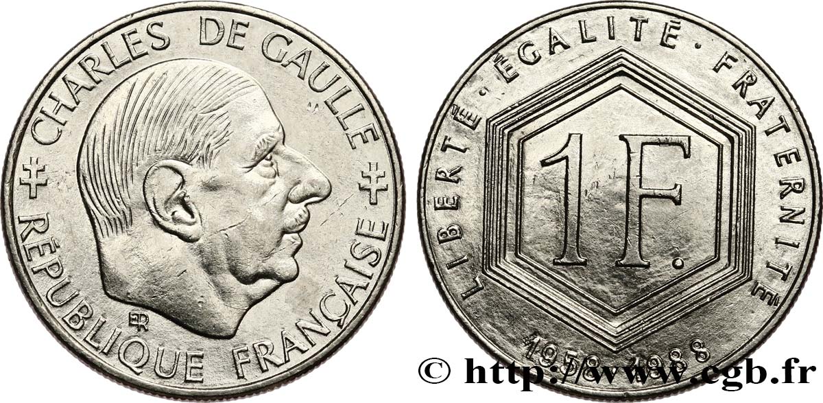 1 franc De Gaulle, sans différents 1988  F.227/3 TTB+ 