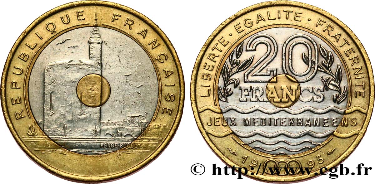 20 francs Jeux Méditerranéens 1993 Pessac F.404/2 TTB 