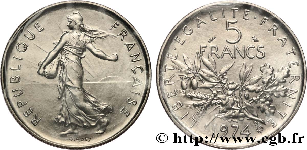 5 francs Semeuse, nickel 1974 Pessac F.341/6 MS 