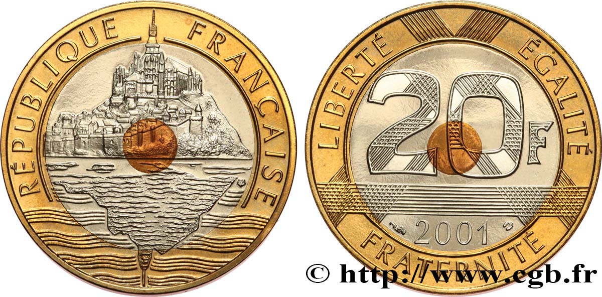 20 francs Mont Saint-Michel, BE (Belle Épreuve) 2001 Pessac F.403/17 var. ST 