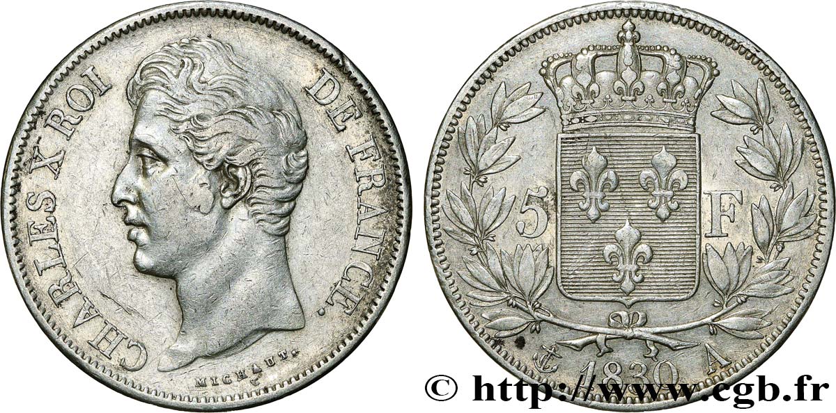 5 francs Charles X, 2e type 1830 Paris F.311/40 MBC 