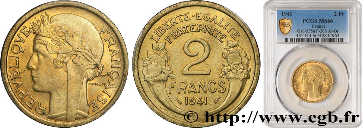 2 francs Morlon 1941  F.268/14 FDC66 PCGS