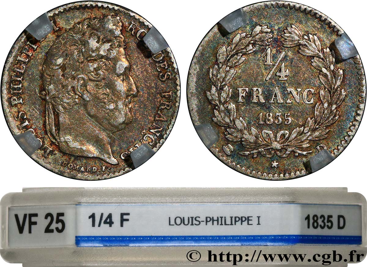 1/4 franc Louis-Philippe 1835 Lyon F.166/52 TB25 GENI