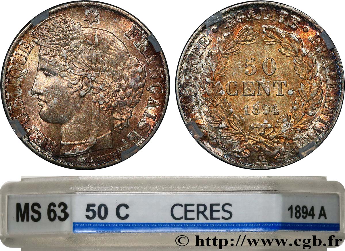 50 centimes Cérès, Troisième République 1894 Paris F.189/15 fST63 GENI