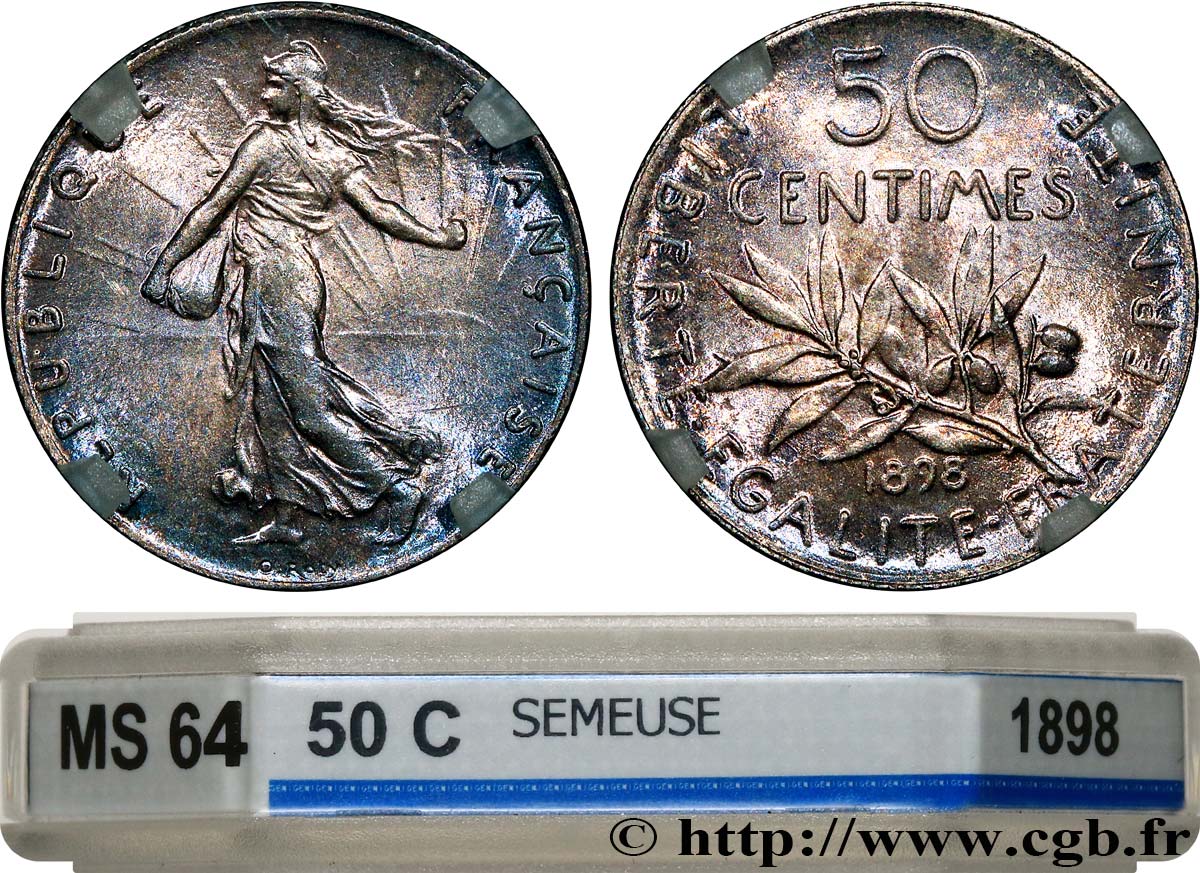 50 centimes Semeuse 1898 Paris F.190/3 SPL64 GENI