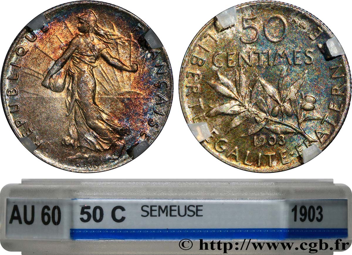 50 centimes Semeuse 1903  F.190/10 VZ60 GENI
