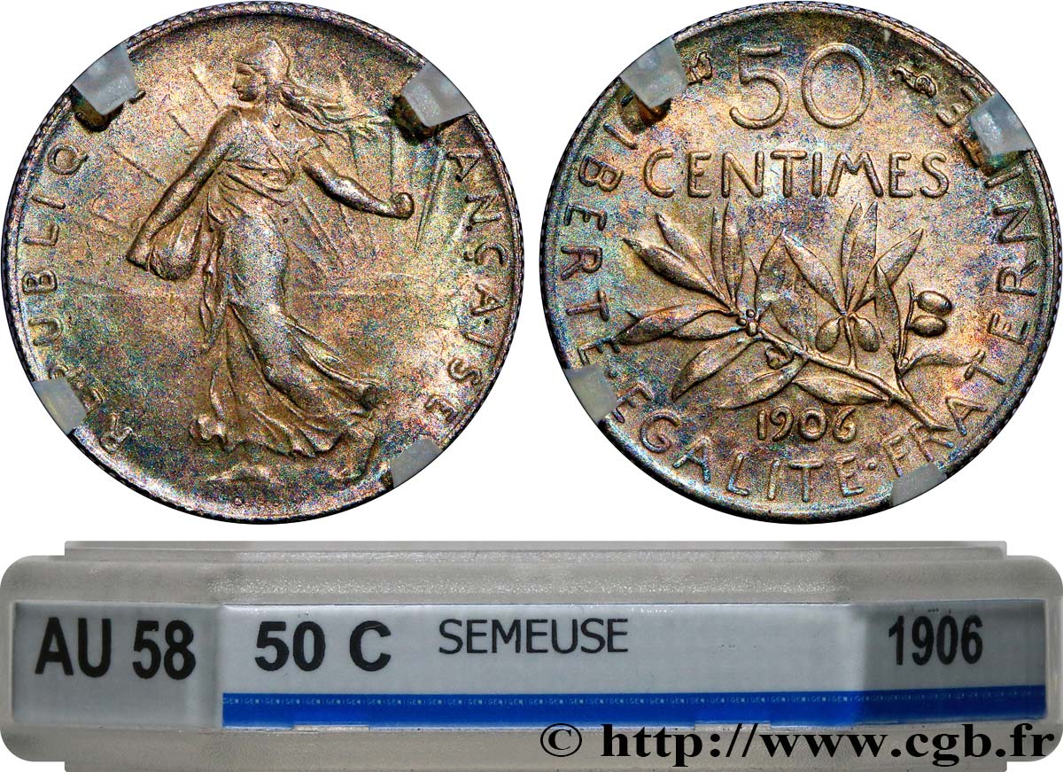 50 centimes Semeuse 1906 Paris F.190/13 EBC58 GENI