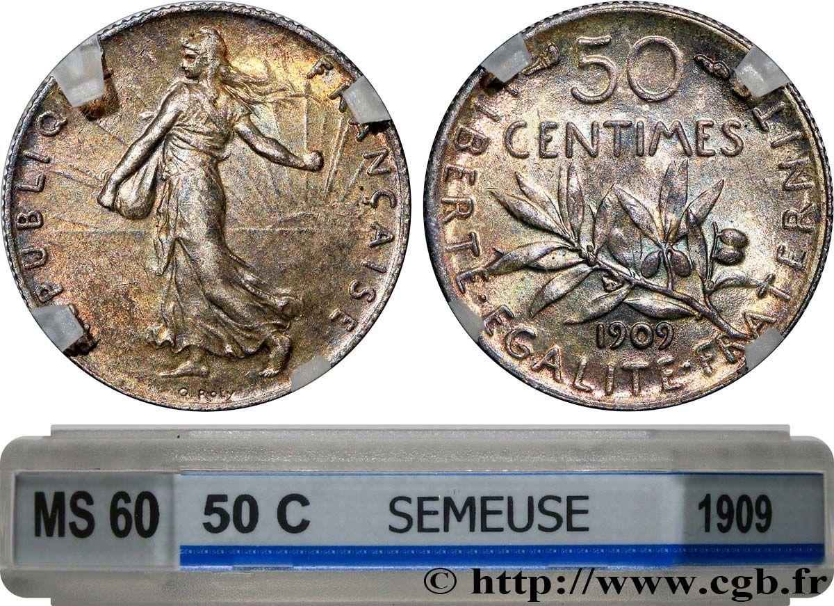 50 centimes Semeuse 1909  F.190/16 SUP60 GENI