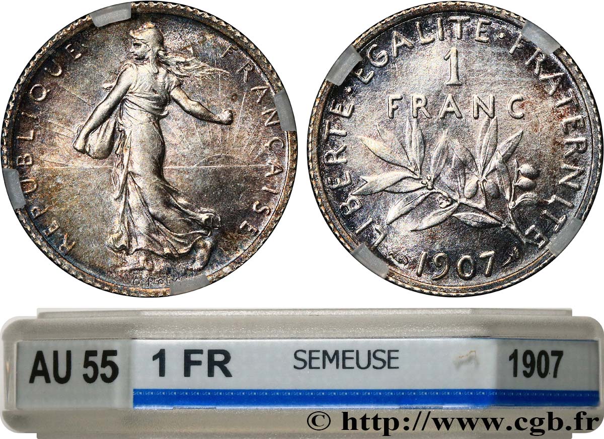 1 franc Semeuse 1907  F.217/12 AU55 GENI