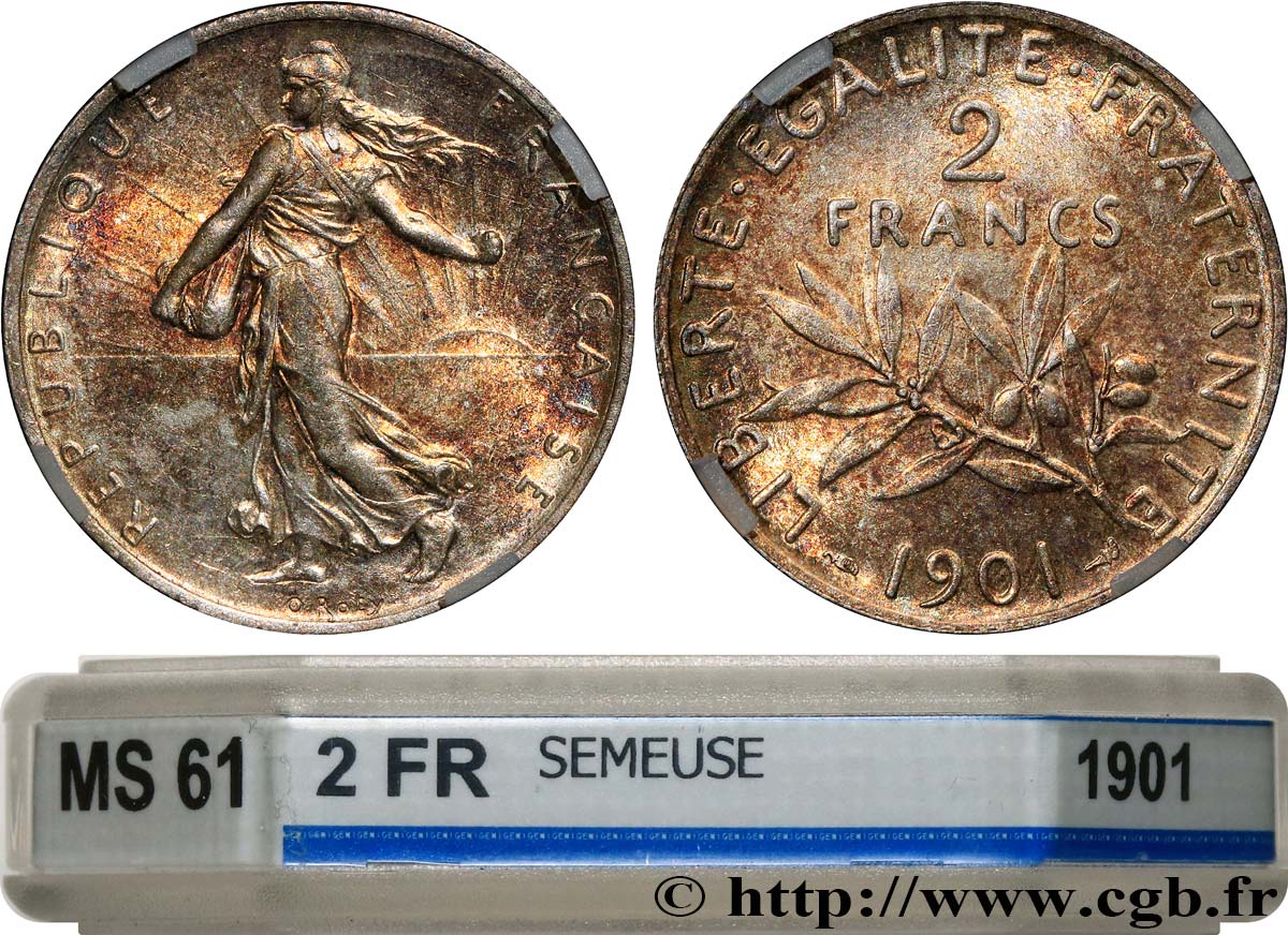 2 francs Semeuse 1901 Paris F.266/6 EBC61 GENI
