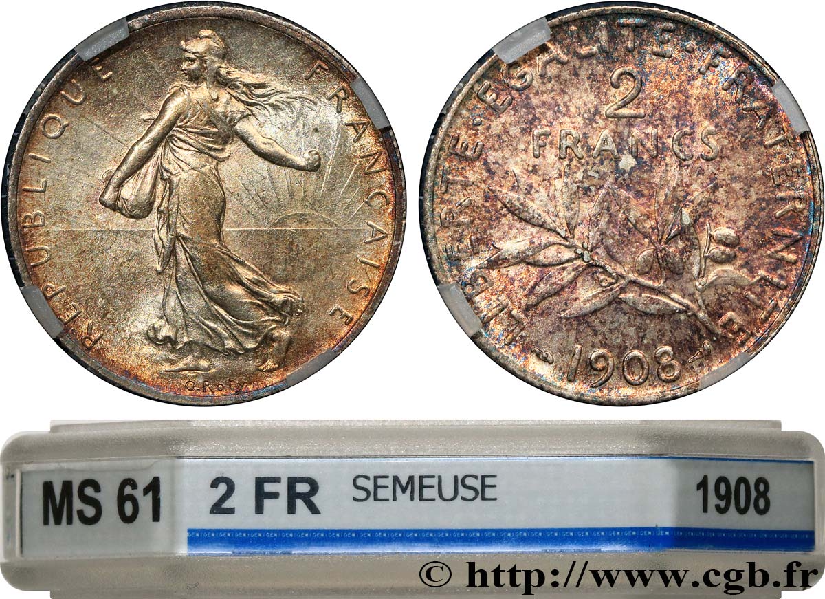 2 francs Semeuse 1908  F.266/10 VZ61 GENI