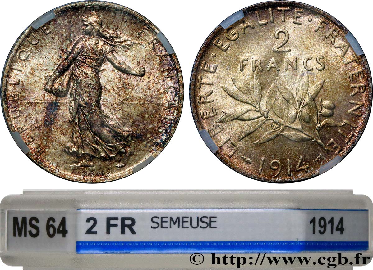 2 francs Semeuse 1914  F.266/15 MS64 GENI