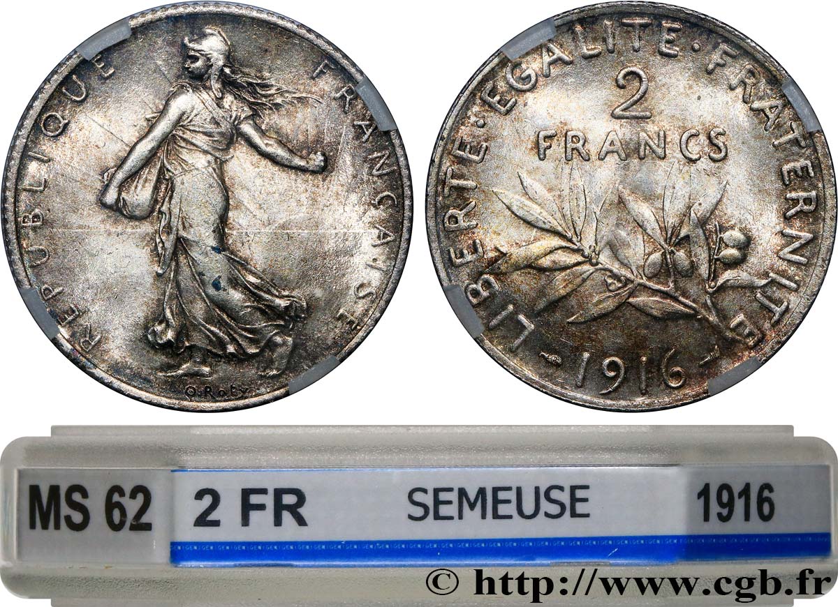 2 francs Semeuse 1916  F.266/18 MS62 GENI