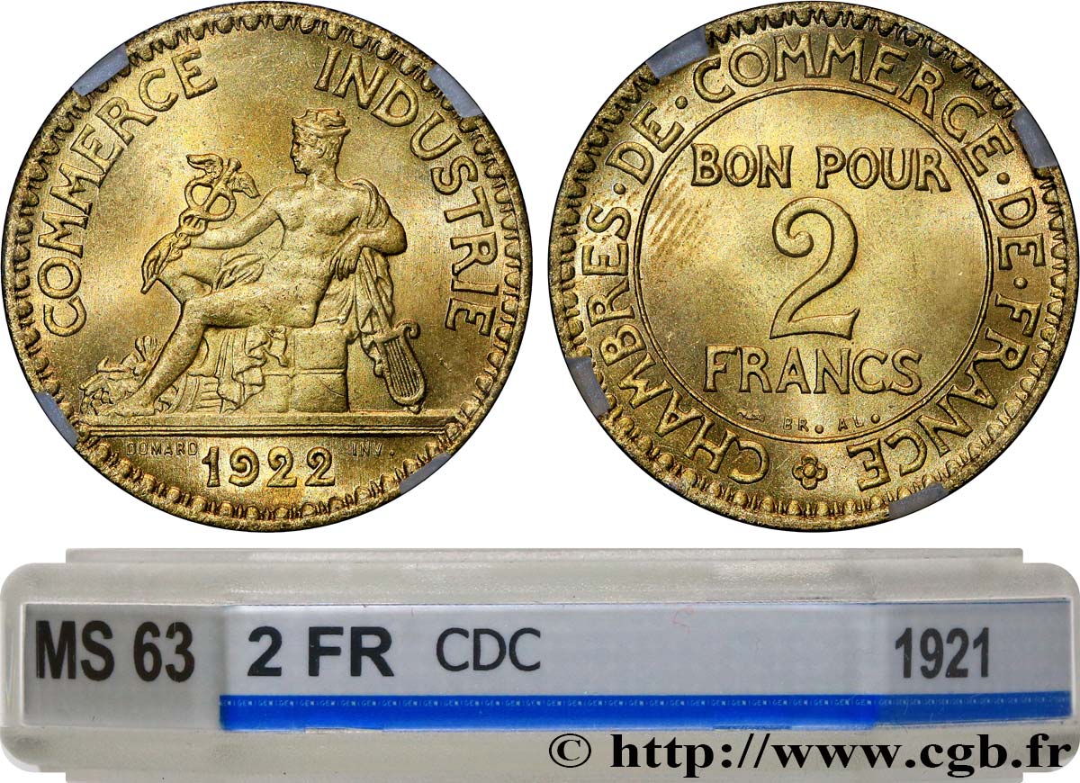 2 francs Chambres de Commerce 1922  F.267/4 MS63 GENI