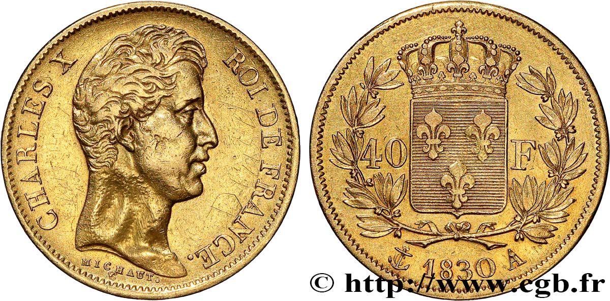 40 francs or Charles X, 2e type 1830 Paris F.544/5 XF 