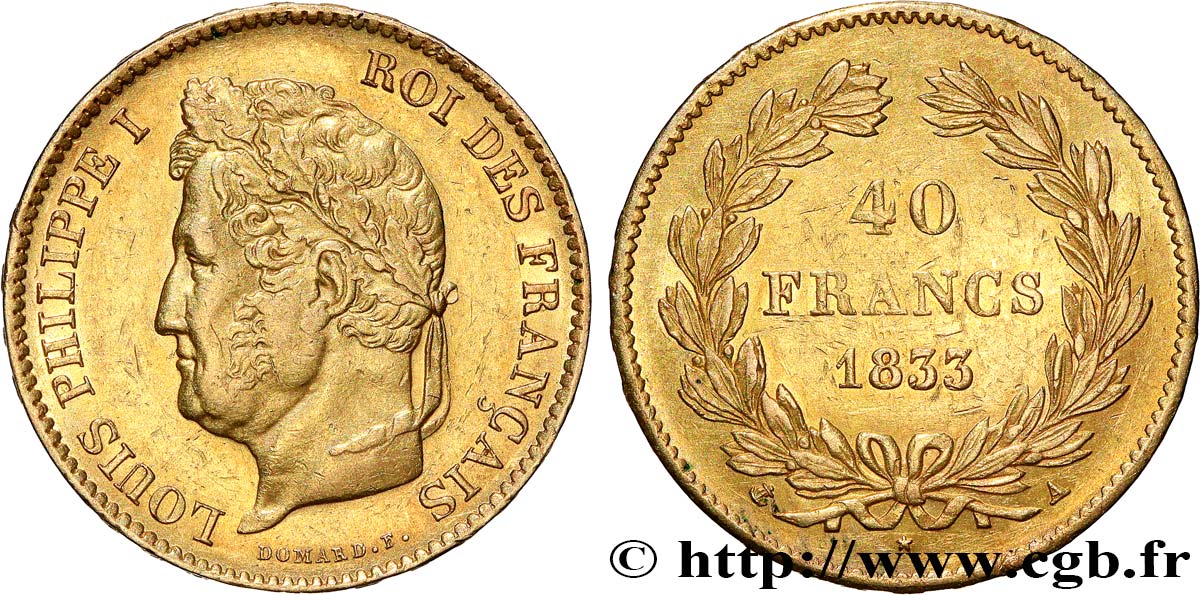 40 francs or Louis-Philippe 1833 Paris F.546/5 TTB 
