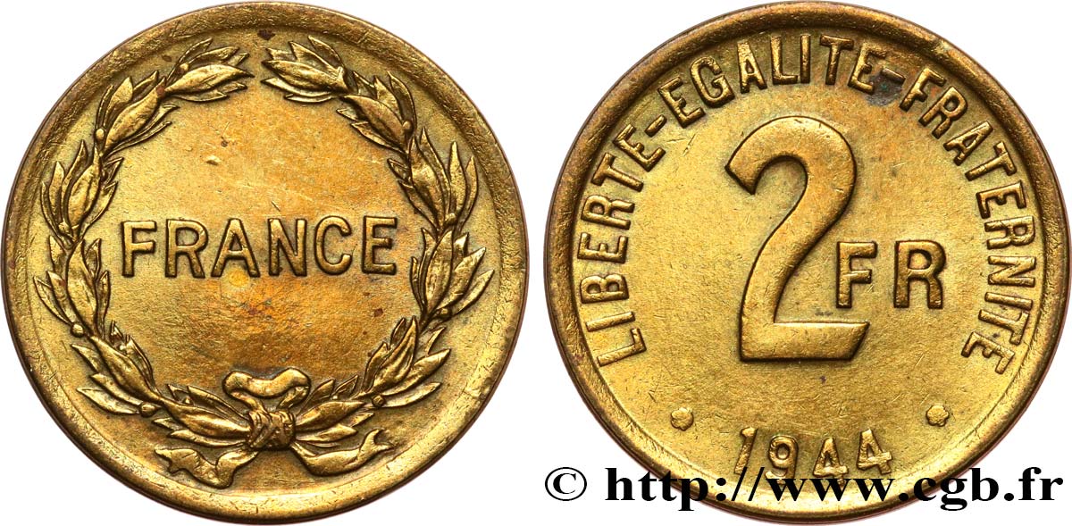 2 francs France 1944  F.271/1 VF 