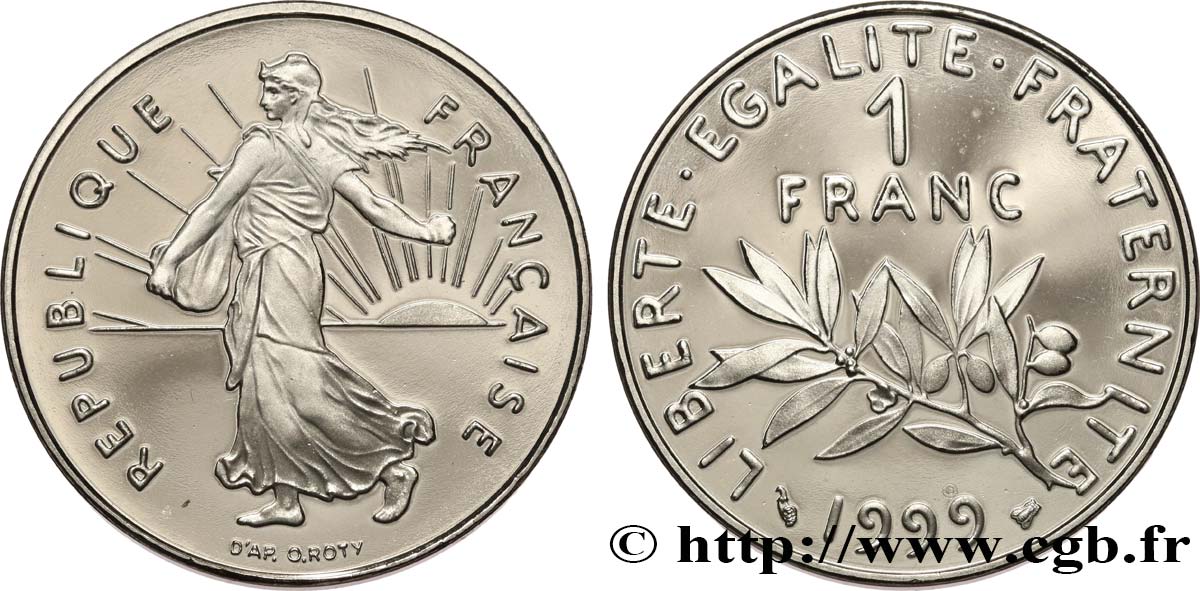 1 franc Semeuse, nickel, BE (Belle Épreuve) 1999 Pessac F.226/47 var. ST 
