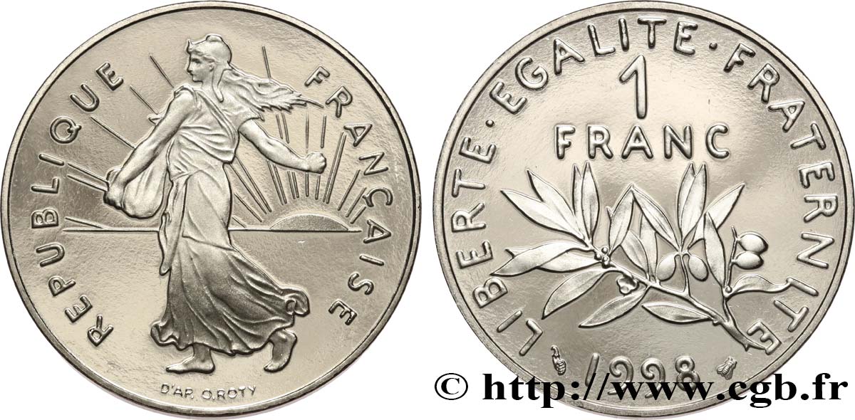 1 franc Semeuse, nickel, BE (Belle Épreuve) 1998 Pessac F.226/46 var. FDC 