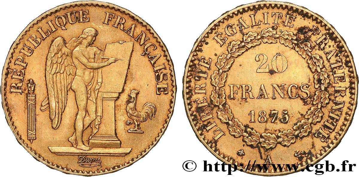 20 francs or Génie, Troisième République 1875 Paris F.533/3 BB 
