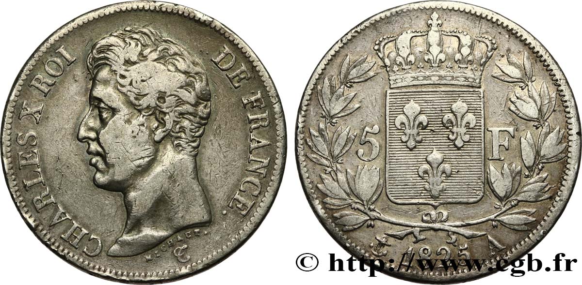 5 francs Charles X, 1er type 1825 Paris F.310/2 VF30 