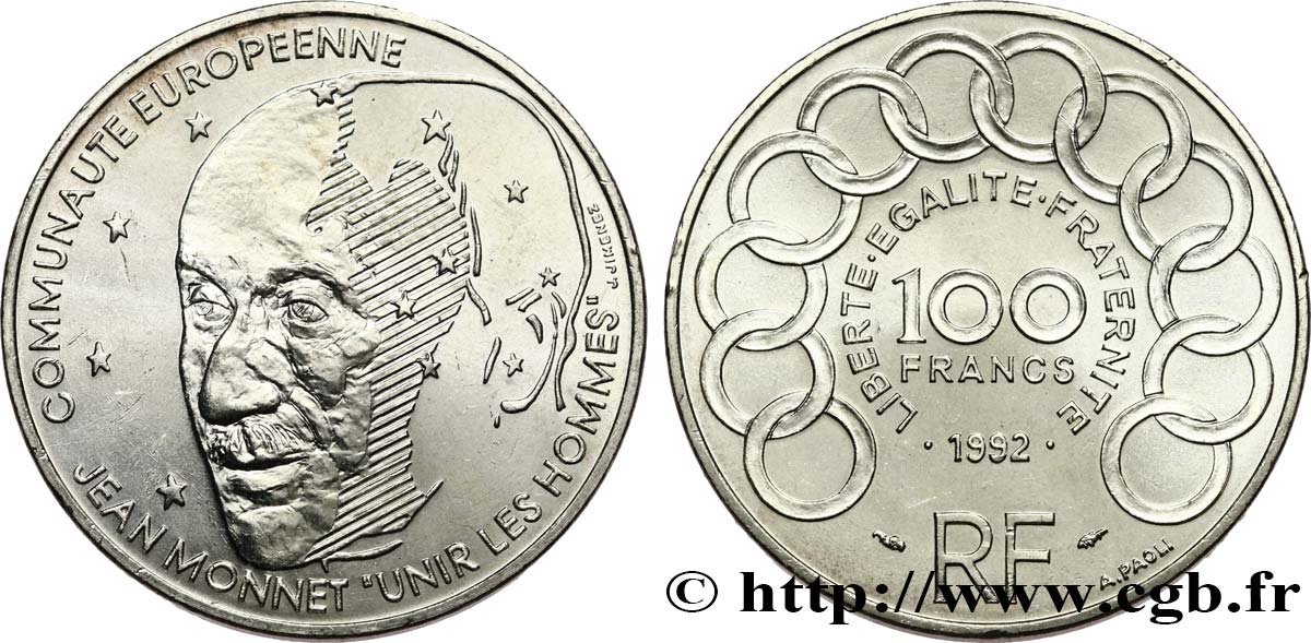 100 francs Jean Monnet 1992  F.460/2 EBC+ 