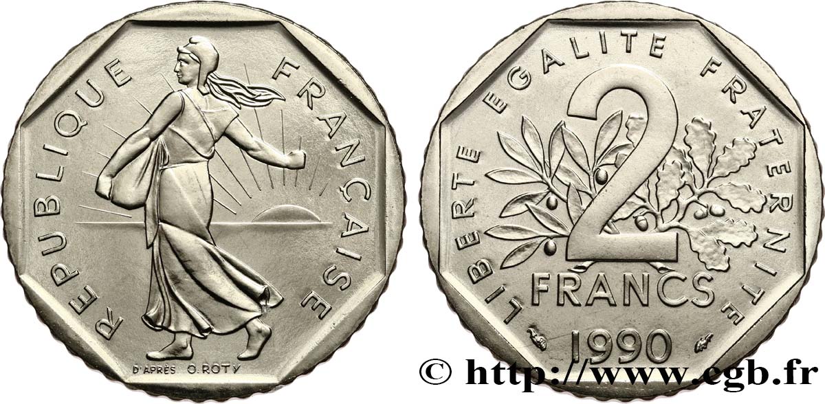 2 francs Semeuse, nickel 1990 Pessac F.272/14 FDC 