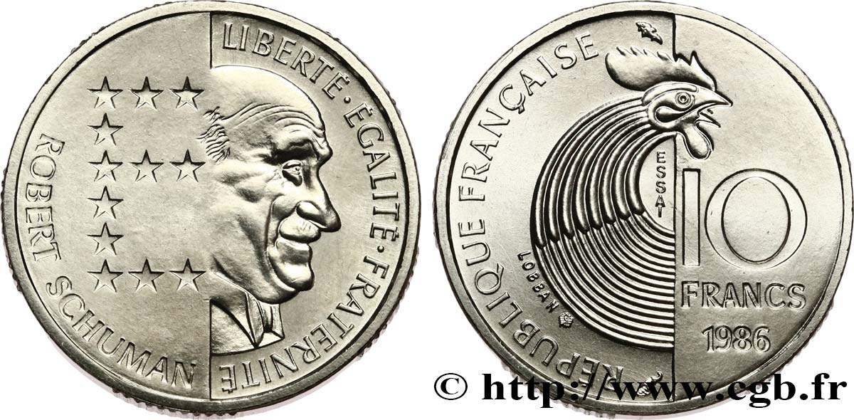 Essai de 10 francs Robert Schuman 1986 Pessac F.374/1 MS 