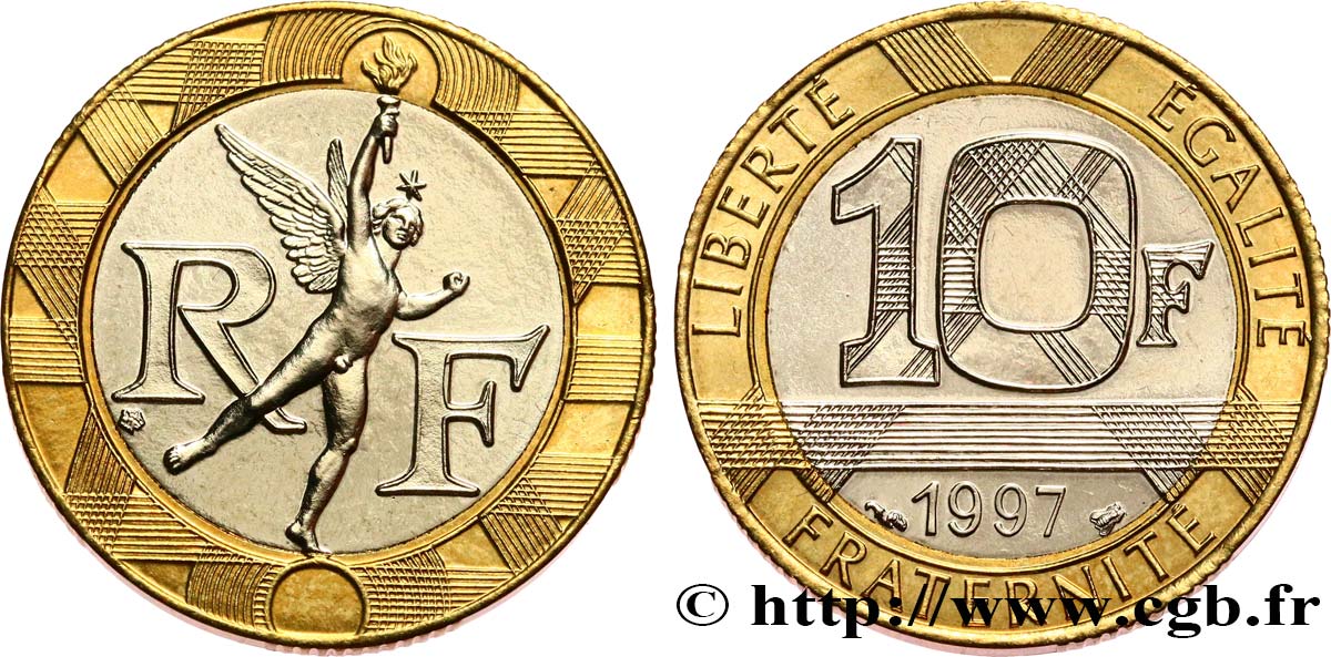 10 francs Génie de la Bastille, BU (Brillant Universel) 1997 Pessac F.375/14 FDC 
