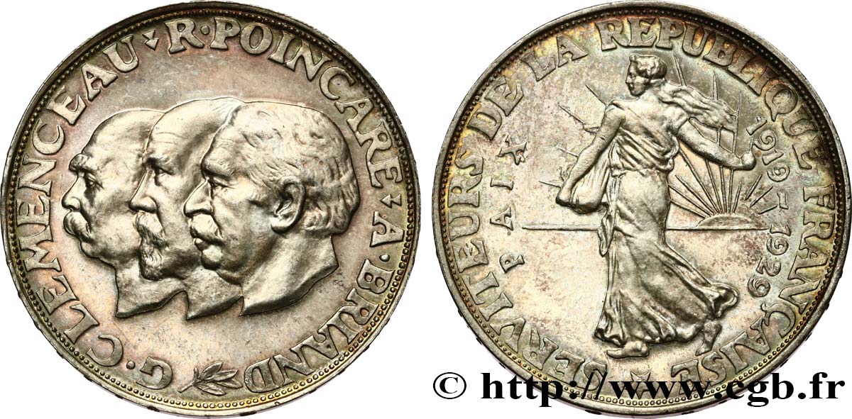 Module de 20 francs argent, 10e anniversaire de la Paix 1929 Paris GEM.254 1 SPL+ 