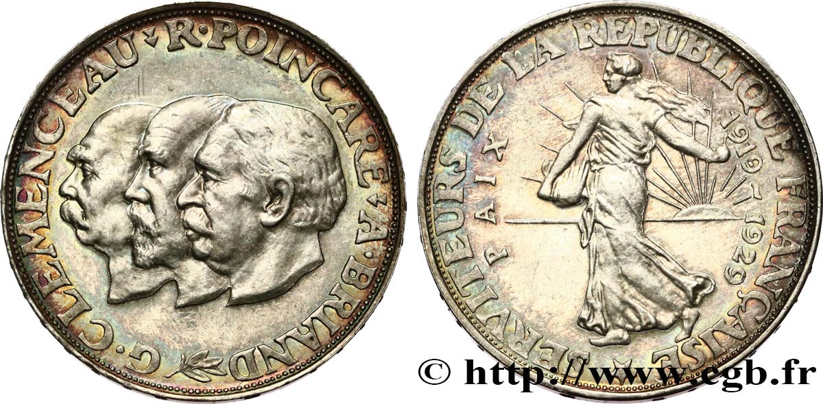 Module de 20 francs argent, 10e anniversaire de la Paix 1929 Paris GEM.254 1 VZ+ 