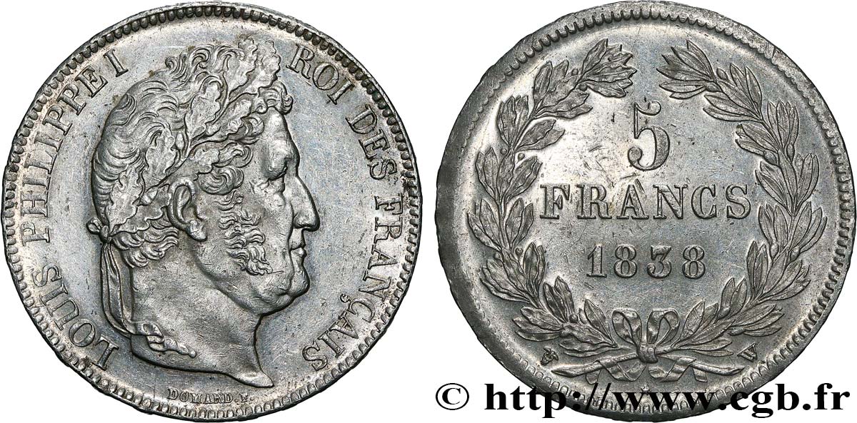 5 francs IIe type Domard 1838 Lille F.324/74 VZ 