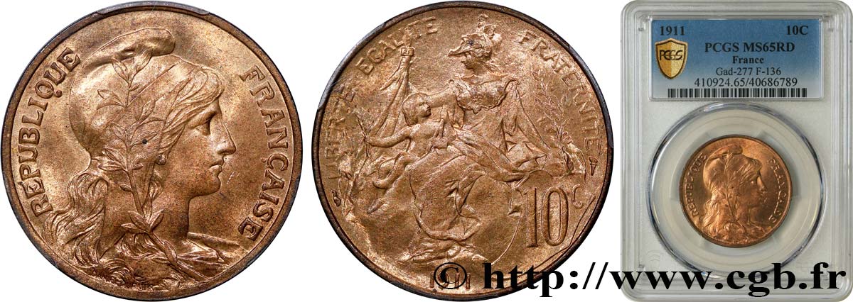 10 centimes Daniel-Dupuis 1911  F.136/20 MS65 PCGS