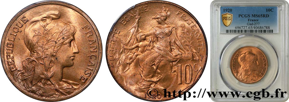 10 centimes Daniel-Dupuis 1920  F.136/29 FDC65 PCGS