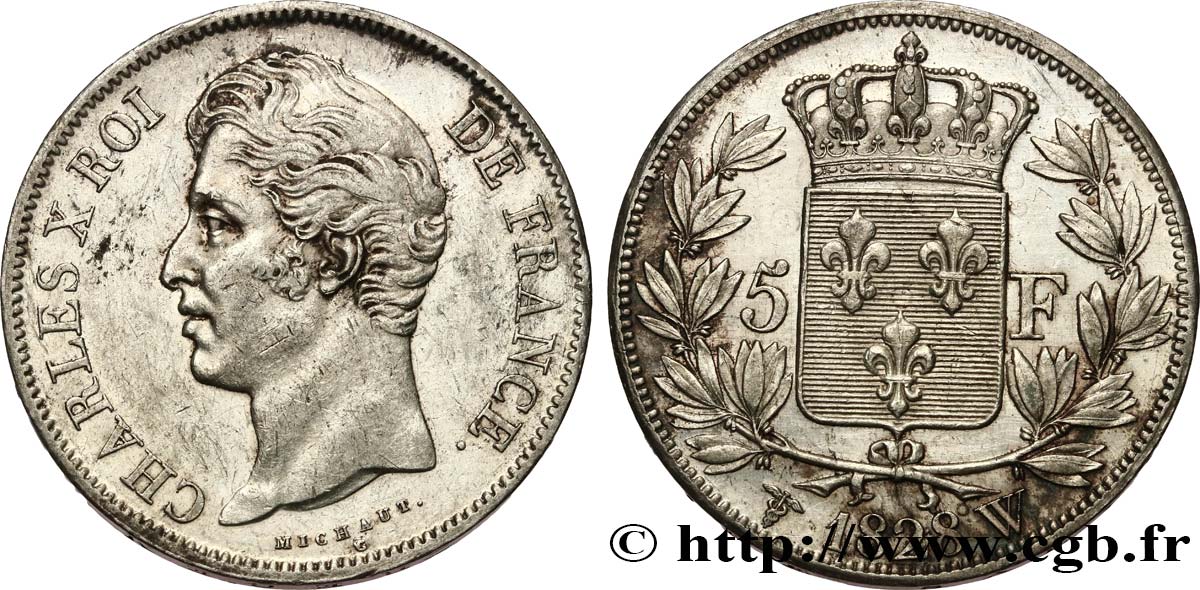 5 francs Charles X, 2e type 1828 Lille F.311/26 TTB+ 
