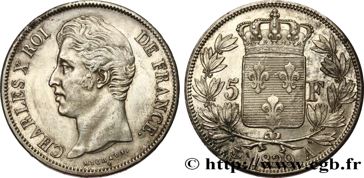 5 francs Charles X, 2e type 1829 Paris F.311/27 AU 