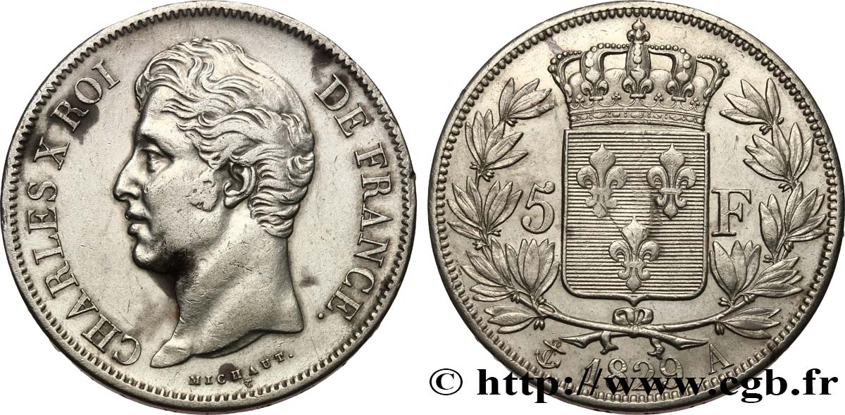 5 francs Charles X, 2e type 1829 Paris F.311/27 SS 
