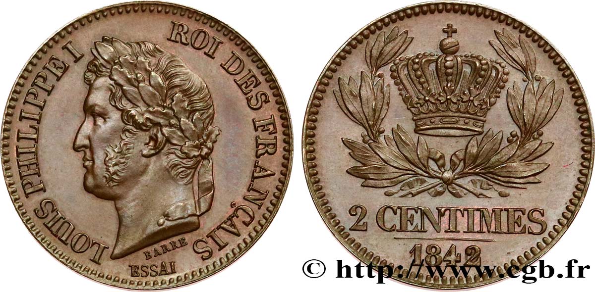Essai de 2 centimes 1842 Paris VG.2935  MS63 